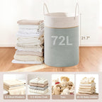 Tall Laundry Basket with Handles, 72L Portable Dirty Clothes Hamper, Boho - Image 2