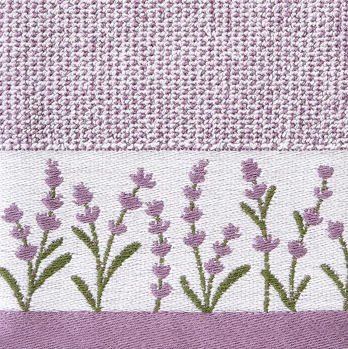 SKL Home Lavender Border 100% Cotton Jacquard 2pc Hand Towel Set, Embroidered & - Image 6