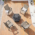 Yaheetech Outdoor Patio Chairs Set of 4, Portable Dining Chairs with Armrests for Camping, Lawn Yard Beach, Folding Outdoor Chairs 4-Pack with Metal Frame, Brown - Image 2