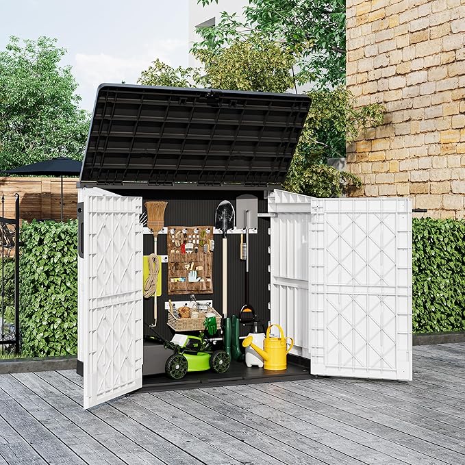 LHBcraft Outdoor Storage Cabinet 36 Cu Ft with Lockable Doors, Portable Horizontal Resin Storage Shed -Easy to Assemble, Waterproof Outdoor Storage Box for Backyards,Patios - Image 2