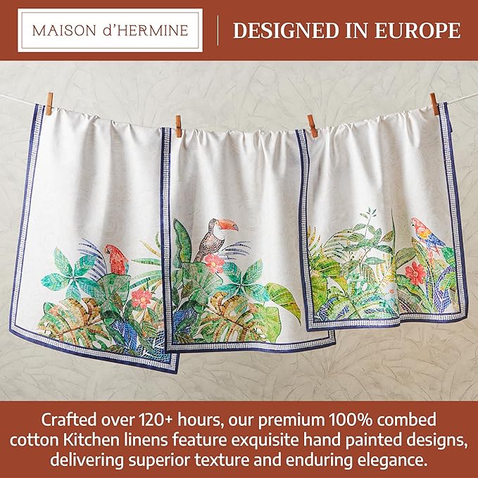 Maison d' Hermine Kitchen Towel 100% Combed Cotton Premium Set of 3 Soft - Image 3