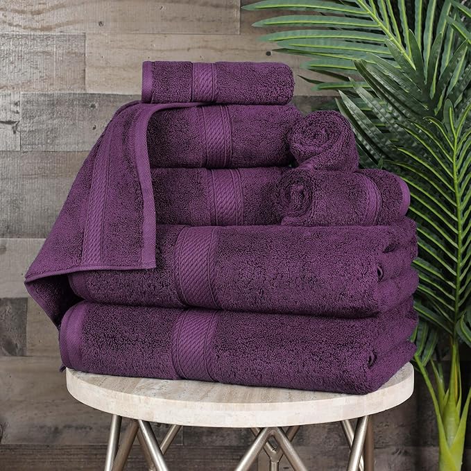 SUPERIOR Egyptian Cotton Pile 8 Piece Towel Set, Includes 2 Bath, 2 Hand by SUPERIOR