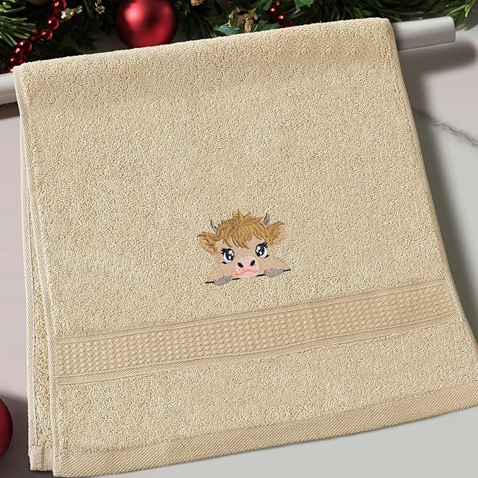 3 Pcs Mini Baby Highland Cow Hand Towels - Image 3
