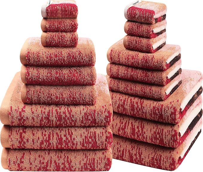 SEMAXE 18-Pack Bath Towel Set Include 6 Bath Towels, 6 Hand Towels, 6 Wash by SEMAXE
