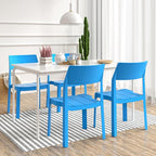 VECELO 4 Pack Stackable Dining Chairs, Plastic Patio Chairs for Indoor Outdoor Use in Kitchen, Poolside, No Assembly, Matte Blue - Image 3
