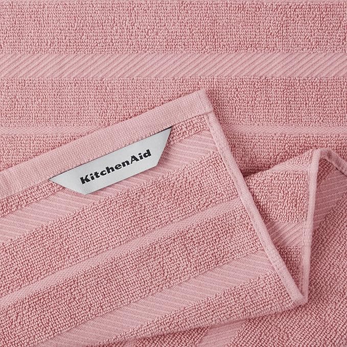 KitchenAid Albany Kitchen Towel 4-Pack Set, Dried Rose/White - Image 3