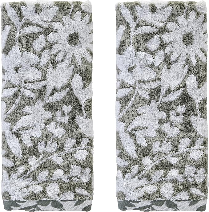 SKL Home Bedford Floral 100% Cotton Premium 2-Piece Hand Towel Set, 600 GSM by SKLHomebySaturdayKnightLtd