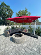 PURPLE LEAF Patio Umbrella 11 Feet Double Top Deluxe Square Offset Hanging Umbrella Outdoor Market Umbrella Garden Umbrella, Terra - Image 2