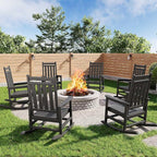 HDPE Rocking Chair Outdoor- Poly High Back Porch Rocker Chairs for Adults - All Weather Resistant Furniture for Patio Front Porch - Black - Image 8