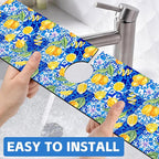 Blue Tiles and Yellow Lemon Sink Faucet Absorbing Mat Sink Splash Guard Faucet - Image 6