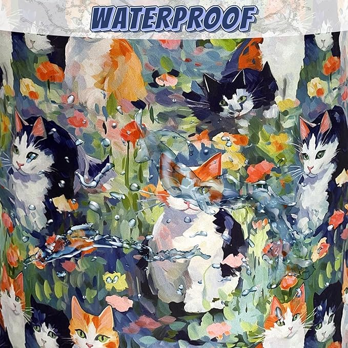 Watercolor Cats Laundry Hamper Foldable Oxford Cloth Cute Animal Cat Laundry - Image 4