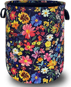 Colorful Flowers Laundry Basket Oxford Cloth Foldable Floral Laundry Hamper by Unknown