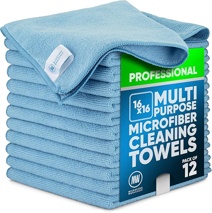 MW Pro Multi-Surface Microfiber Towel – 12 Pack | Premium Cleaning Cloth | Clean by MicrofiberWholesale