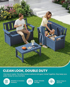 SERWALL HDPE Outdoor Storage Bench, All-Weather, UV-Resistant Deck Box with Waterproof Storage Bags, 57 Gallon Dual-Use Seat & Organizer Deck Boxes for Patio, Garden Tools & Pool (Navy Blue) - Image 7