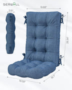 SERWALL HDPE Outdoor Rocking Cushion Set of 4, Memory Foam Cushion Navy - Image 3