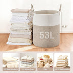Tall Laundry Basket with Handles, 53L Portable Dirty Clothes Hamper, Boho - Image 2