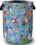 Autism Awareness Doodles Laundry Basket Foldable by SELIONLIKN