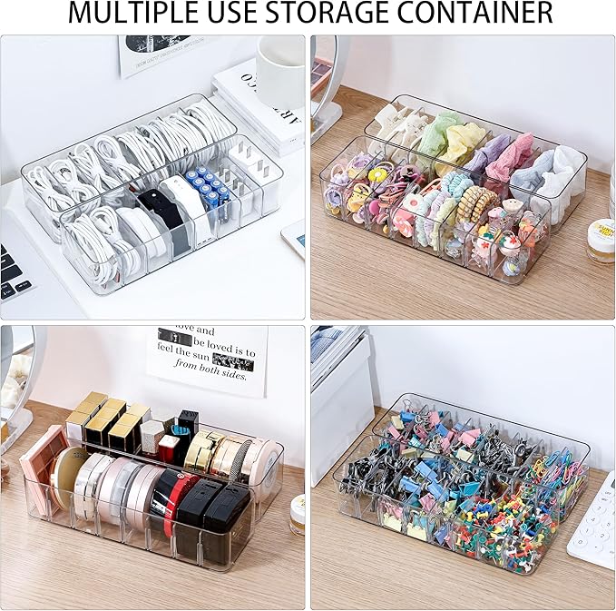2 Pack Cable Cord Storage Box, Plastic Desk Drawer Organizer Case - Image 6