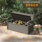 80 Gallon Outdoor Storage Box, Resin Patio Furniture with Armrest, Lockable Deck Box with Waterproof and UV Resistant for Patio Cushions, Garden Tools and Pool Supplies, Grey - Image 5