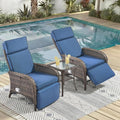3 Pieces Zero Gravity Wicker Patio Recliner Chairs Set of 2 - Wicker Outdoor Lounge Chair with Side Table, Adjustable Backrest & Footrest, High Back Outdoor Recliner Chair for Pool Deck Blue by JelwalyPatioFurnitureSet