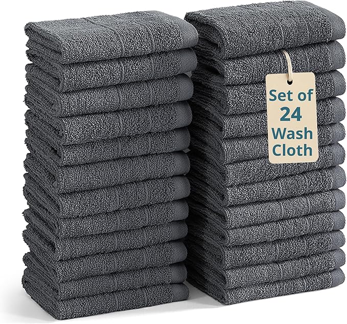 Casa Platino Wash Cloths Pack of 24-100% Cotton Washcloths by CasaPlatino
