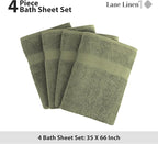 LANE LINEN 100% Mercerized Cotton Bath Sheet Set of 4 - Image 5