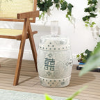 JONATHAN Y TBL1013C Double Happiness 18" Chinoiserie Ceramic Drum Indoor/Outdoor Garden Stool Bohemian, Coastal, Classic, Cottage, Traditional, Patio, Garden, Bathroom, Living Room, Gray Blue/White - Image 6