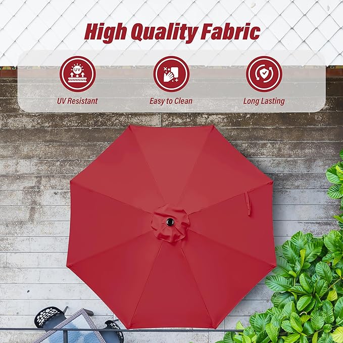 Simple Deluxe 9' Patio Umbrella Outdoor Table Market Yard Umbrella with Push Button Tilt/Crank - Image 4
