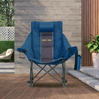 Oversized Rocking Camping Chair with Headrest & Cup Holder - 400lbs Capacity, 600D Oxford Fabric, Easy Fold Portable Outdoor Rocker Chair for Camping, Backyard, Beach, Blue - Image 9