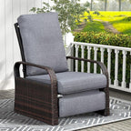 ATR ART TO REAL Outdoor Wicker Recliner Chair with 5.5'' Cushions, Automatic Adjustable Patio Chaise Lounge Chairs, Aluminum Frame Reclining Chair, UV Resistant, Rustless (Grey) - Image 3