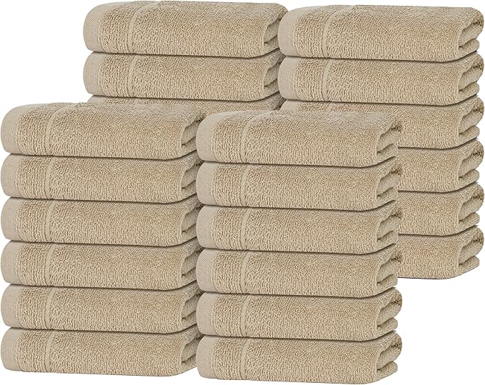 Tens Towels Pack of 24 Washcloths, 12 x 12 Inches, Lighter Weight, Quick to Dry by TensTowels