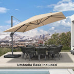 PURPLE LEAF 11.5' X 11.5' Telescopic Patio Umbrella with Base Included Lifting Cantilever Offset Square Large Umbrella for Pool Outdoor Patio Deck Garden Beige - Image 2