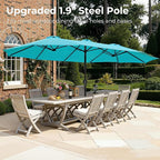 SUPERJARE 15FT Outdoor Umbrella for Patio, Double sided Pool Umbrellas with Fade Resistant Canopy, Large Table Umbrella for Deck, Market, Backyard - Light Blue - Image 3