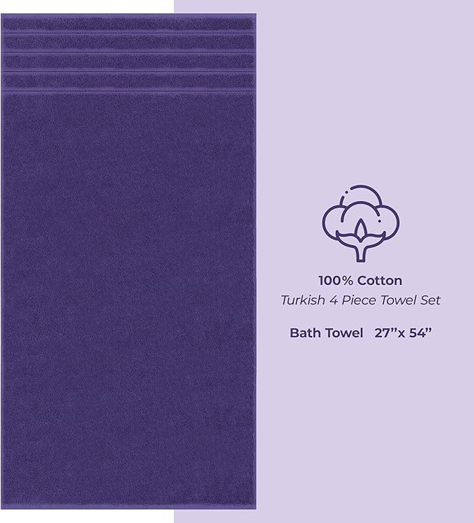 American Soft Linen Luxury 4 Piece Bath Towel Set, 600 GSM 100% Cotton Turkish - Image 4