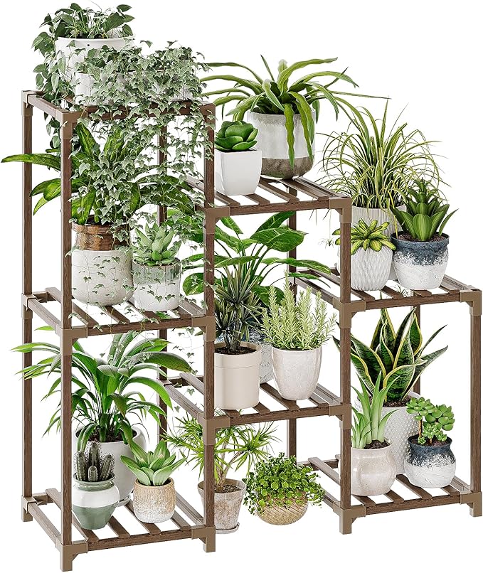 Bamworld Plant Stand Indoor Plant Shelf Outdoor Wood Plant Rack for Multiple Plants 3 Tiers Ladder Plant Holder for Living Room Patio Boho Home Decor for Gardening by Bamworld