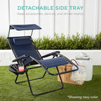 Best Choice Products Folding Zero Gravity Outdoor Recliner Patio Lounge Chair w/Adjustable Canopy Shade, Headrest, Side Accessory Tray, Textilene Mesh - Sunflower Yellow - Image 6