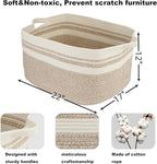 Large Rectangle Blankets Basket Living Room 22"x17"x12" Woven Cotton Rope - Image 2