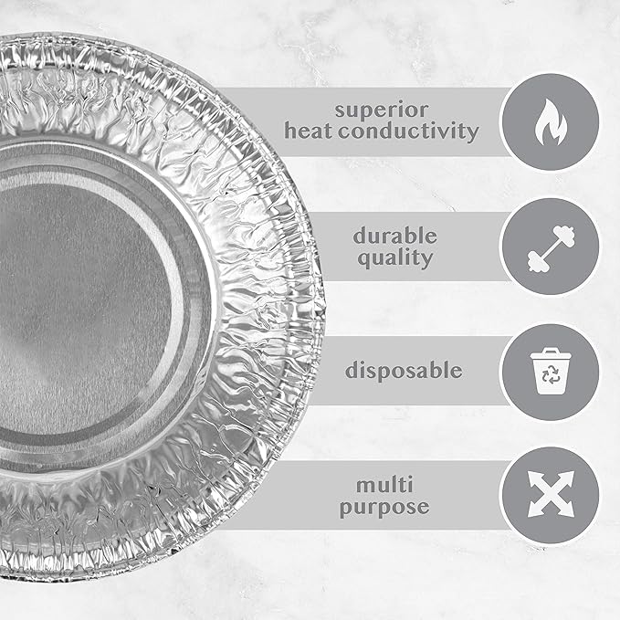 PLASTICPRO 4.5'' Inch Round Tin Foil Pans Disposable Aluminum, Freezer & Oven - Image 6