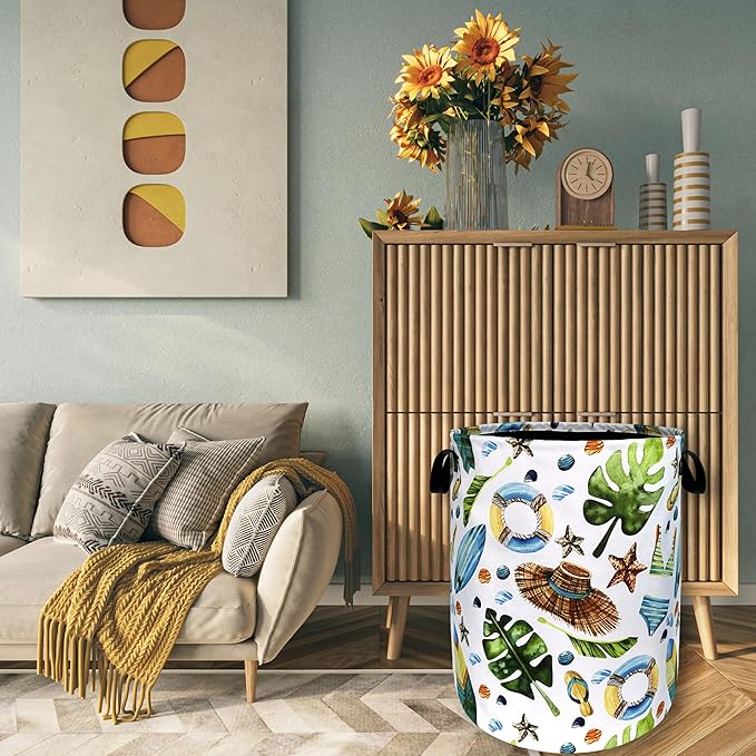 Funny Hawaii Laundry Hamper Surf Beach Elements Colorful Laundry Basket - Image 7