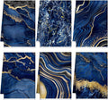 Boyiee 6 Pcs Marble Hand Towels Blue and Gold Towels Navy Blue Kitchen Towel by Boyiee