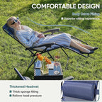 NEWBULIG Zero Gravity Chair Set of 4, Lounge Chair Folding Portable Adjustable Camping Reclining Chairs with Adjustable Pollow, Mesh Back, Cup Holder Trays Lawn Patio Chair for Pool Beach - Blue - Image 3