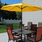 Sunnydaze Outdoor Patio Umbrella - Polyester Table Market Umbrella with Push-Button Tilt and Crank - 8 Sturdy Ribs - Gold - 9ft - Image 8