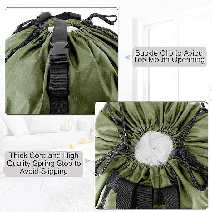 BeeGreen Moss Green Laundry Backpack Bag w Adjustable Shoulder Straps String - Image 3