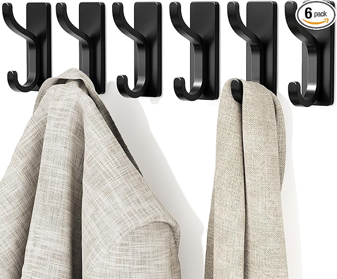 niffgaff Wall Hooks for Coat and Towel: 13lb Adhesive Door Hanger Stick On by niffgaff