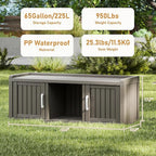 2-Tier Storage Bench, Waterproof UV-Resistant Outdoor Shoe Storage Cabinet with 2 Doors & Adjustable Shelves for Indoor Outdoor Entryway, Hallway, Living Room(Grey) - Image 3