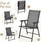 Yaheetech Patio Dining Chairs Set of 4 with Armrests, Outdoor Folding Chairs with Metal Frame and Backrest for Lawn, Garden, Yard and Poolside, Black - Image 8
