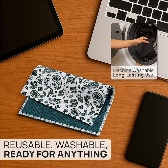 Quick Cloth Microfiber Glasses Cleaning Cloths – 8x8, Paisley White, 1 Pack - Image 4