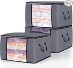 3 Pack Clothes Storage Bags, 90L Large Blanket Storage Bag Comforter Storage Bin by BiCINE