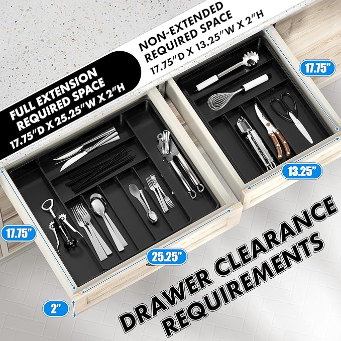 Simple Houseware Expandable Kitchen Drawer Flatware Organizer - Image 3