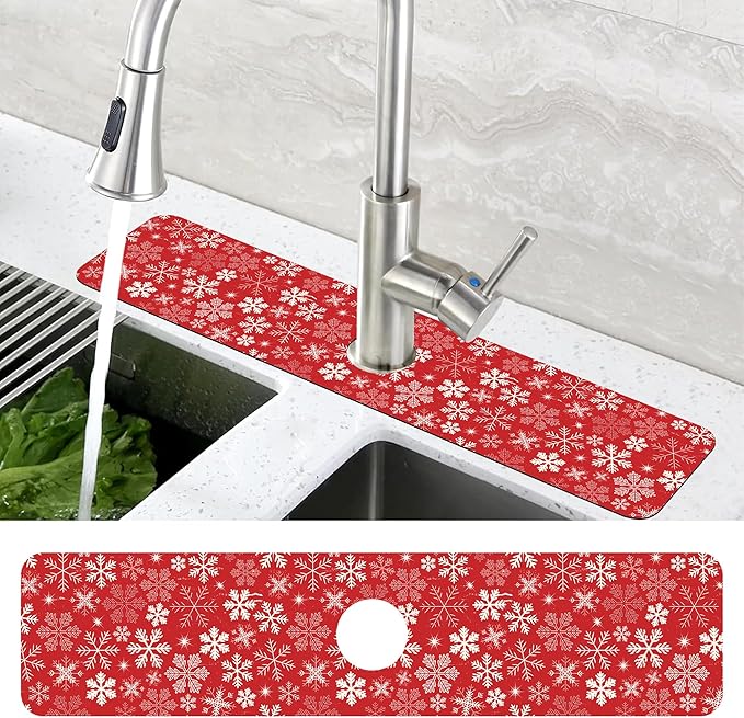 Christmas Snowflake Kitchen Sink Splash Guard Mat Absorbent Fast Drying Mat - Image 4